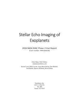 Stellar Echo Imaging of Exoplanets