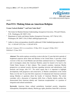 Making Islam an American Religion