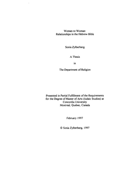 Relationships in the Hebrew Bible in the Department of Religion