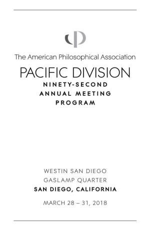 APA Pacific Division 2018 Meeting Program