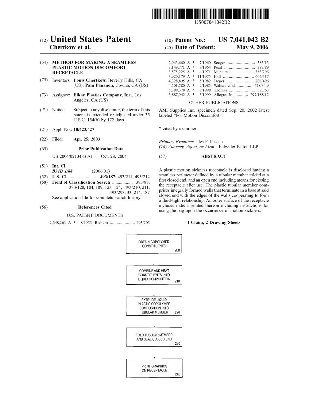 United States Patent (10) Patent No.: US 7,041,042 B2 Chertkow Et Al