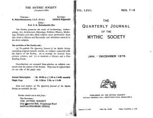 Quarterly Journal Mythic Society