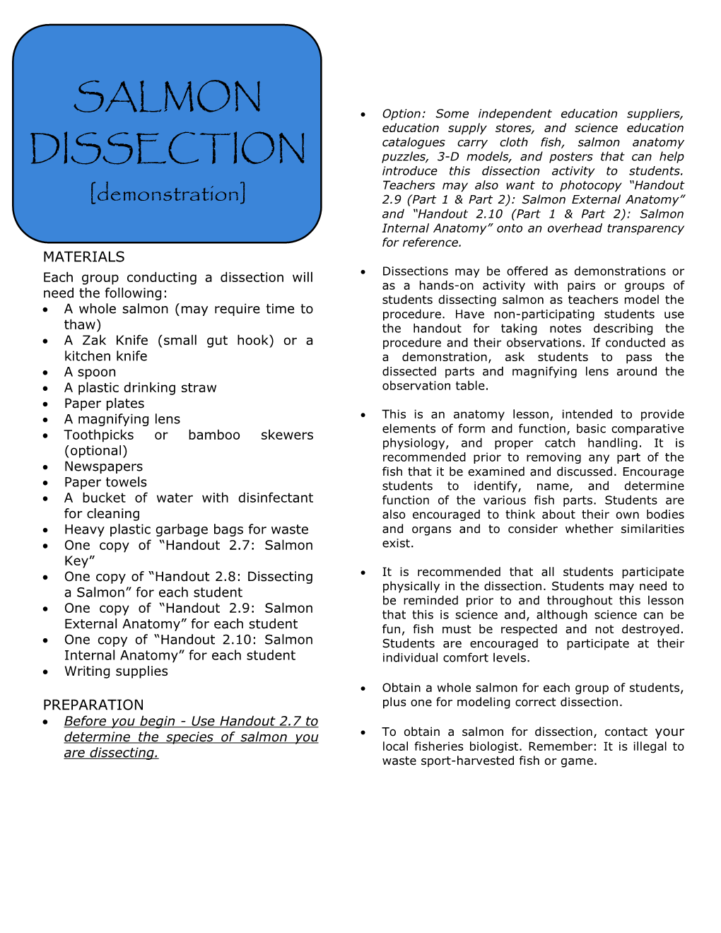 Salmon Dissection Guide