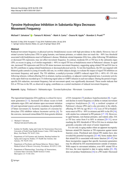 Tyrosine Hydroxylase Inhibition in Substantia Nigra Decreases Movement Frequency