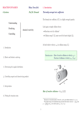 REACTION DYNAMICS Hilary Term 2011 6 Lectures Prof M. Brouard