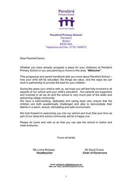 Pensford Primary School Pensford Bristol BS39 4AA Telephone and Fax: 01761 490470