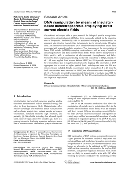 DNA Manipulation by Means of Insulator‐Based Dielectrophoresis