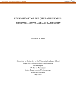 Ethnohistory of the Qizilbash in Kabul