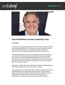Viacomcbs Names Content Leadership Team