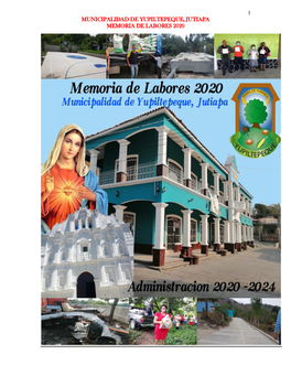Municipalidad De Yupiltepeque, Jutiapa Memoria De Labores 2020