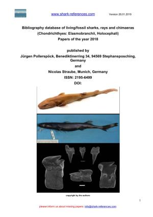 Database of Bibliography of Living/Fossil Sharks and Rays (Chondrichtyes: Selachii)