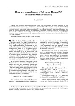 Opuscula Zoologica Instituti Zoosystematici Universitatis Budapestinensis, 24: 3–55