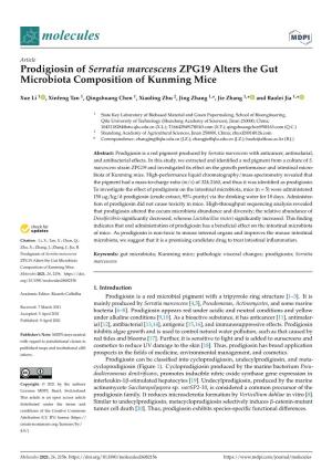 Prodigiosin of Serratia Marcescens ZPG19 Alters the Gut Microbiota Composition of Kunming Mice