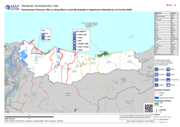 Honduras: Hurricane Eta / Iota MA122 V4 Humanitarian Presence: Who Is Doing What in Each Municipality in Department Atlántida (As at 21St Nov 2020)