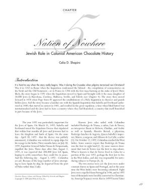 Nation of Nowhere: Jewish Role in Colonial American Chocolate History