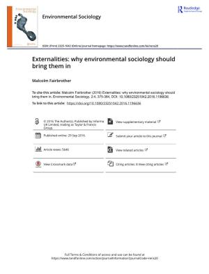 Externalities: Why Environmental Sociology Should Bring Them In