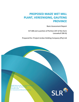 Proposed Maize Wet Mill Plant, Vereeniging, Gauteng Province