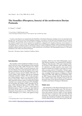 The Stoneflies (Plecoptera, Insecta) of the Northwestern Iberian Peninsula