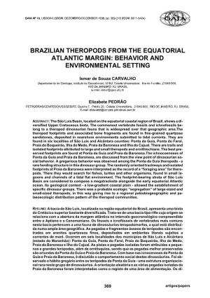 Brazilian Theropods from the Equatorial Atlantic Margin: Behavior and Environmental Setting