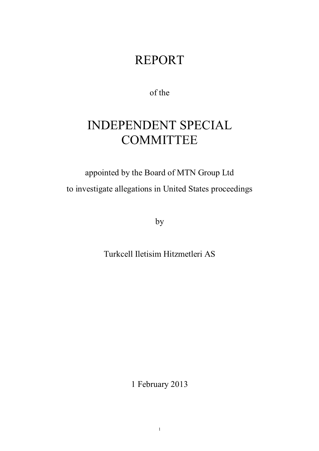 Report Independent Special Committee