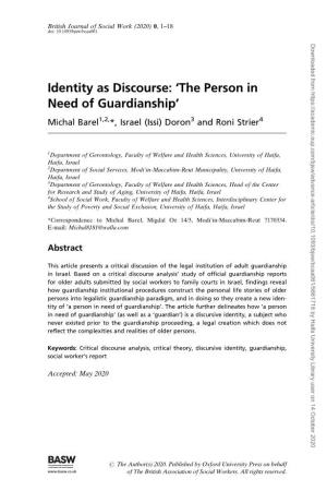 Identity As Discourse: 'The Person in Need of Guardianship'