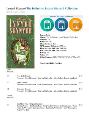 Lynyrd Skynyrd the Definitive Lynyrd Skynyrd Collection Mp3, Flac, Wma