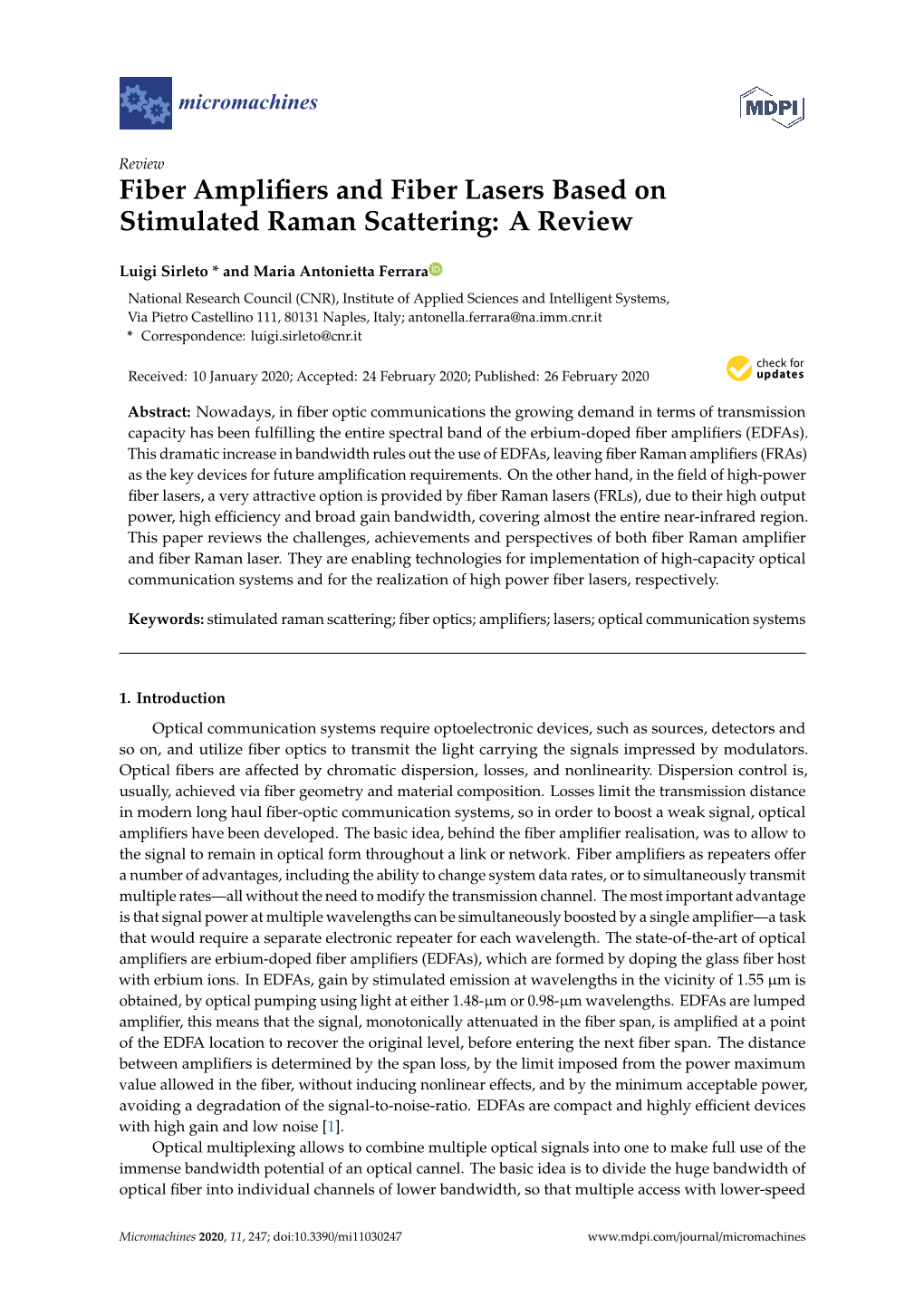 Fiber Amplifiers and Fiber Lasers Based on Stimulated Raman