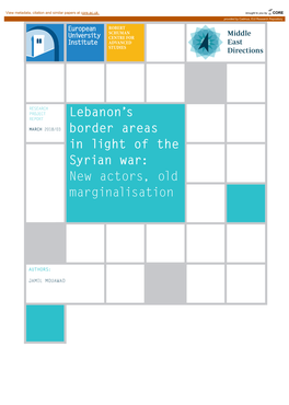 Lebanon's Border Areas in Light of the Syrian