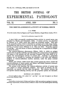 The Immune-Adherence Activity of Normal Sera with Respect to Certain Particulate Antigens