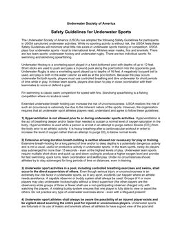 Safety Guidelines for Underwater Sports