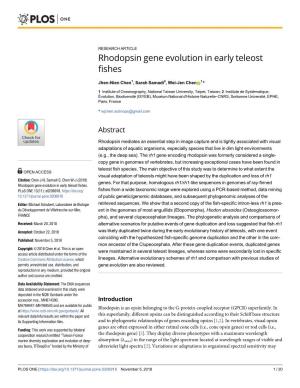 Rhodopsin Gene Evolution in Early Teleost Fishes