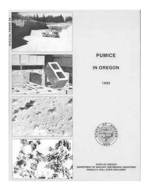 DOGAMI Special Paper 25, Pumice in Oregon
