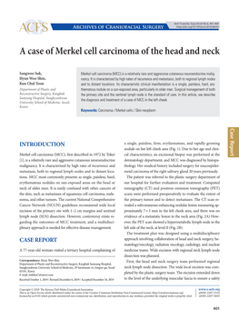 A Case of Merkel Cell Carcinoma of the Head and Neck