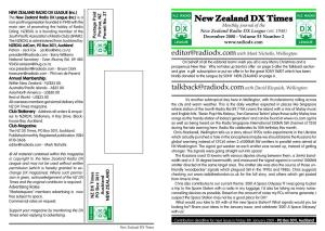 New Zealand DX Times Main Aim of Promoting the Hobby of Radio Monthly Journal of the Dxing