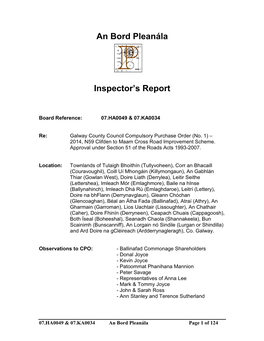 Inspectors Report Relating to EIA and AA], I Would Recommend to the Board That the CPO Should Not Be Confirmed – at This Stage