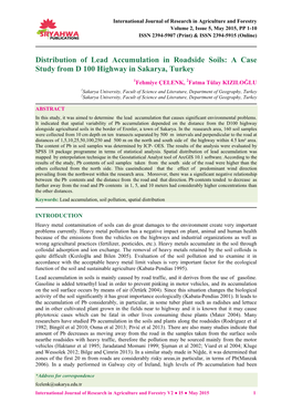 Distribution of Lead Accumulation in Roadside Soils: a Case Study from D 100 Highway in Sakarya, Turkey