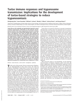 Tsetse Immune Responses and Trypanosome Transmission: Implications for the Development of Tsetse-Based Strategies to Reduce Trypanosomiasis
