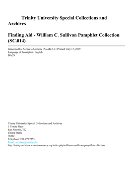 William C. Sullivan Pamphlet Collection (SC.014)