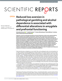 Reduced Loss Aversion in Pathological Gambling and Alcohol Dependence Is Associated with Differential Alterations in Amygdala An