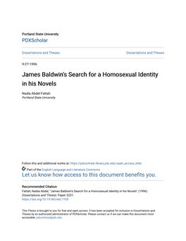 James Baldwin's Search for a Homosexual Identity in His Novels