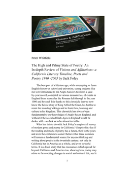 The High and Palmy State of Poetry: an In-Depth Review of Visions and Affiliations: a California Literary Timeline, Poets and Poetry 1940 -2005 by Jack Foley