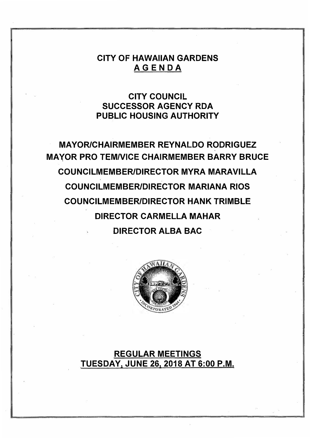 City of Hawaiian Gardens Agenda