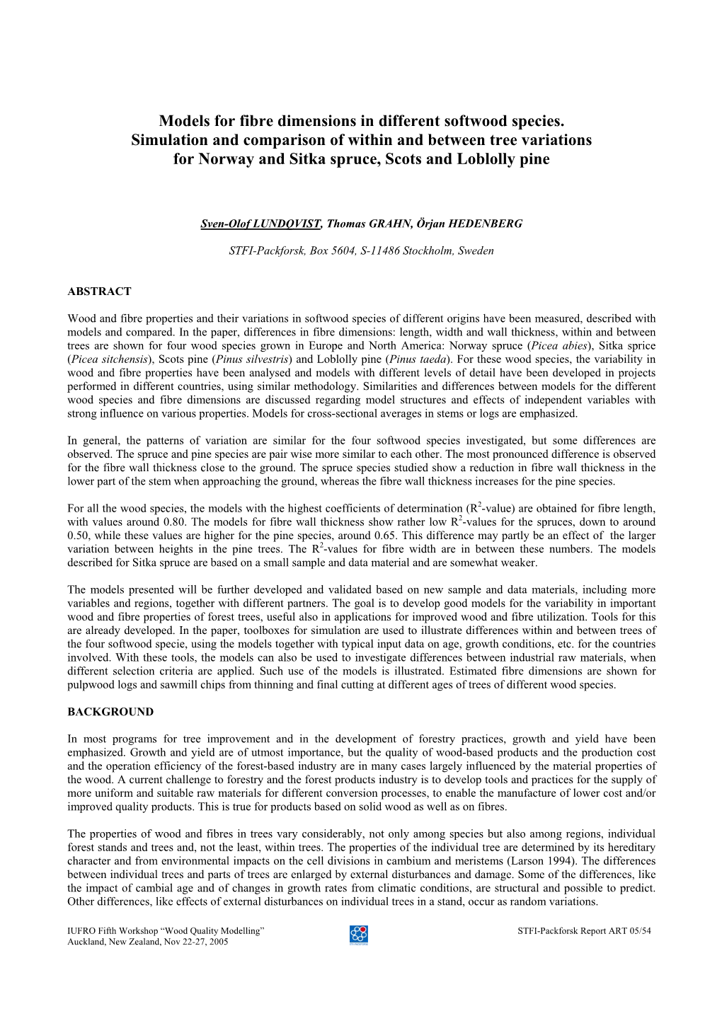 Models for Fibre Dimensions in Different Softwood Species