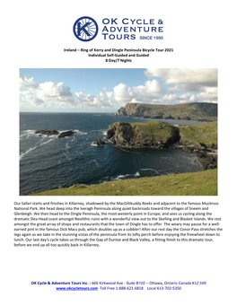 Ireland – Ring of Kerry and Dingle Peninsula Bicycle Tour 2021 Individual Self-Guided and Guided 8 Day/7 Nights