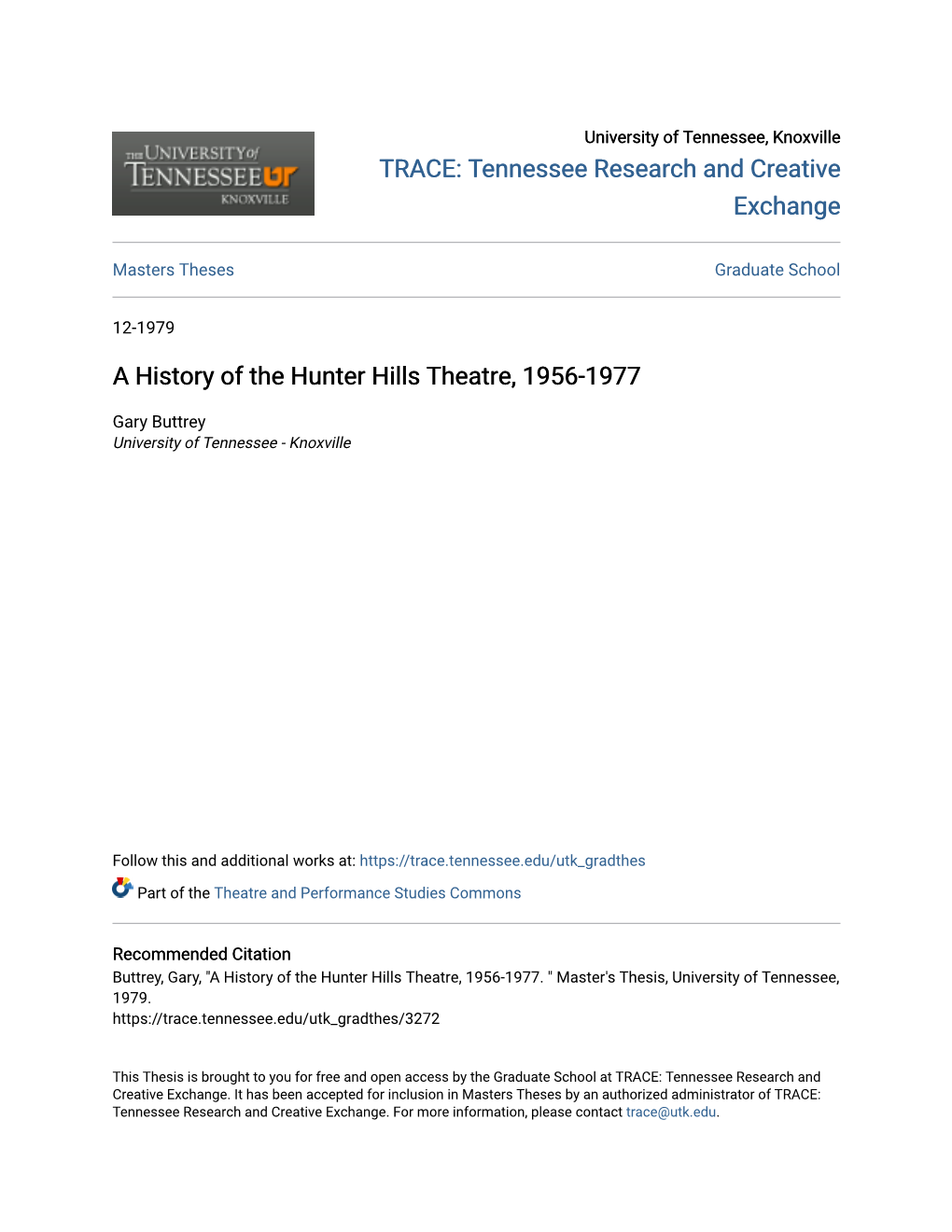 A History of the Hunter Hills Theatre, 1956-1977