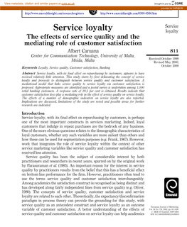 Service Loyalty