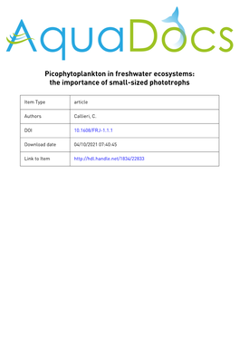 Picophytoplankton in Freshwater Ecosystems: the Importance of Small-Sized Phototrophs