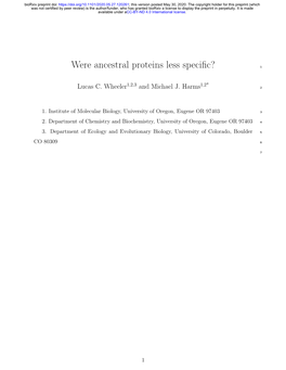 Were Ancestral Proteins Less Specific?