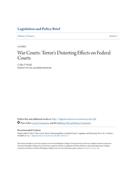 War Courts: Terror's Distorting Effects on Federal Courts Collin P