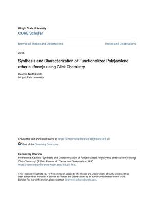 Synthesis and Characterization of Functionalized Poly(Arylene Ether Sulfone)S Using Click Chemistry